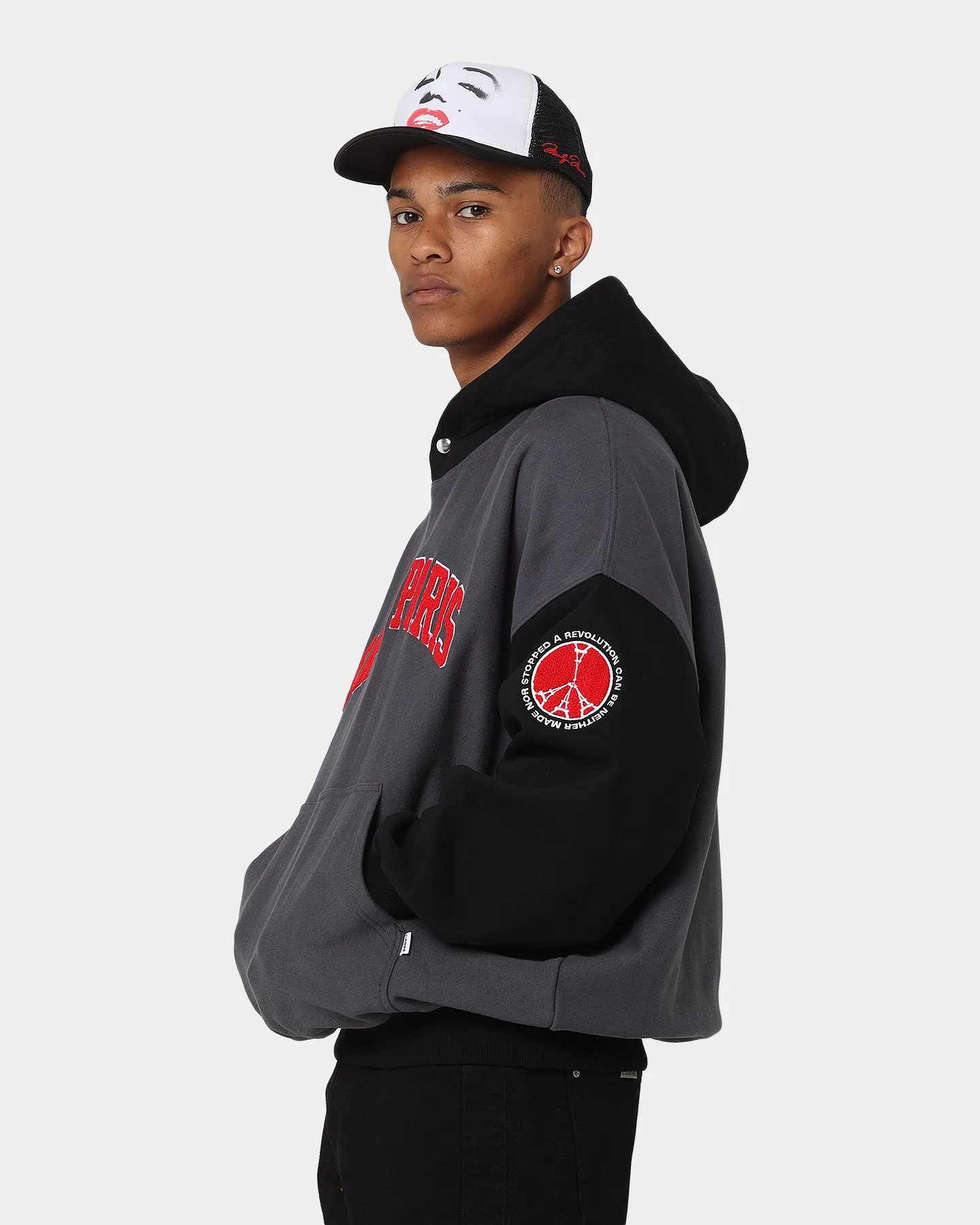 Carre Team Two Tone Oversized Hoodie Black