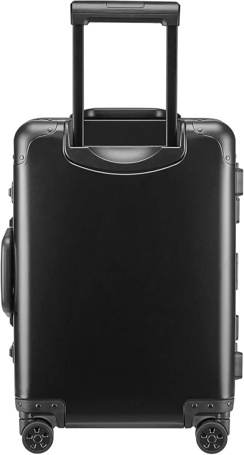 Carry-on Suitcase Luggage Aluminum Alloy Luggage Hard Shell Carry-Ons with Spinner Wheels Lightweight Suitcases Carry-on Suitcases Carry On Luggages,Black-20inch