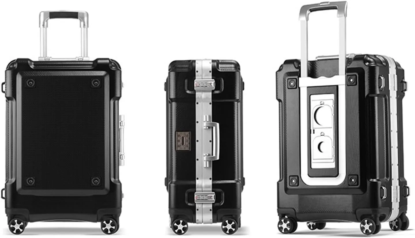 Carry-on Suitcase Luggage Hard Shell Carry On Luggage with Aluminum Frame,No Zipper Suitcase, Combination Lock Carry-on Suitcases Carry On Luggages, 20in, White (Black 20in)
