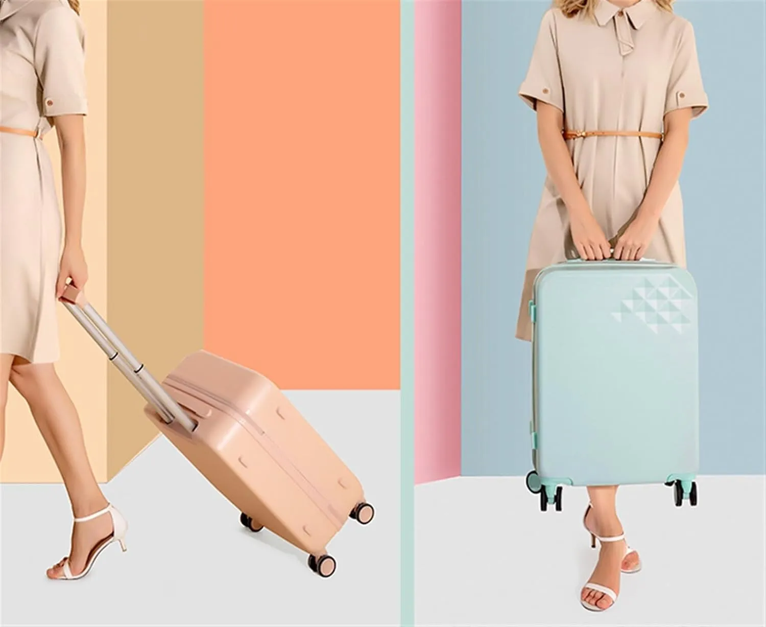 Carry-on Suitcase Luggage Luggage Expandable 8-Wheel Spinner Lightweight Hardside Suitcase, Macaron Suitcase Carry-on Suitcases Carry On Luggages (Color : D, Size : 20inch)