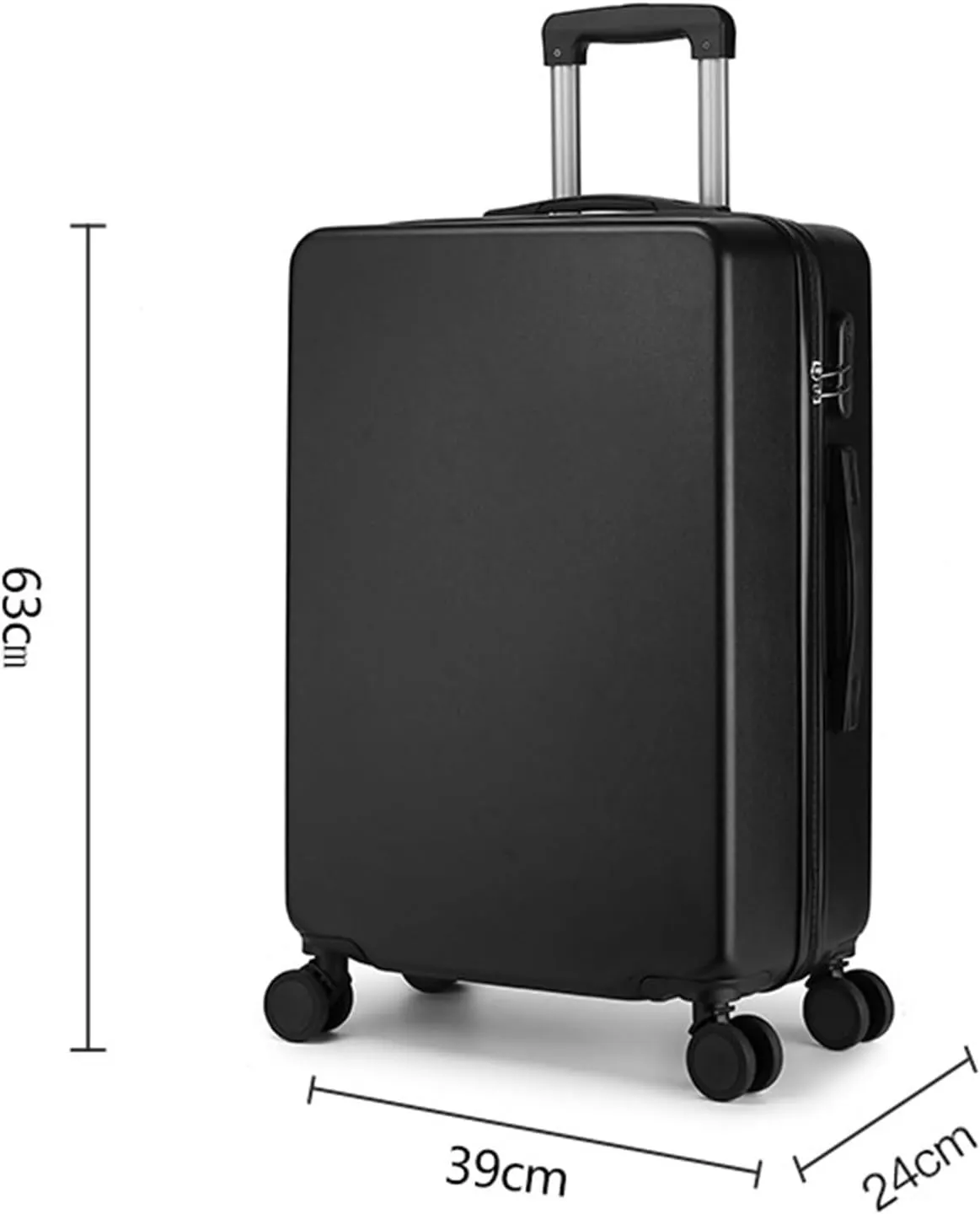 Carry-on Suitcase Luggage Portable Hard Shell Luggage Security Combination Lock Suitcases Quiet and Smooth Luggage Carry-on Suitcases Carry On Luggages, 20inch,Black-20inch (Black 20inch)
