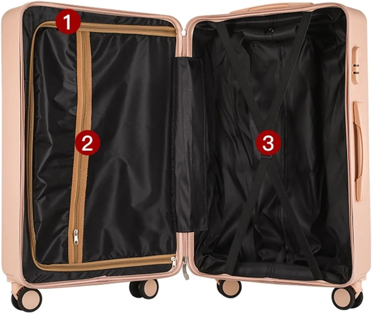 Carry-on Suitcase Luggage Portable Hard Shell Luggage Security Combination Lock Suitcases Quiet and Smooth Luggage Carry-on Suitcases Carry On Luggages, 20inch,Black-20inch (Black 20inch)