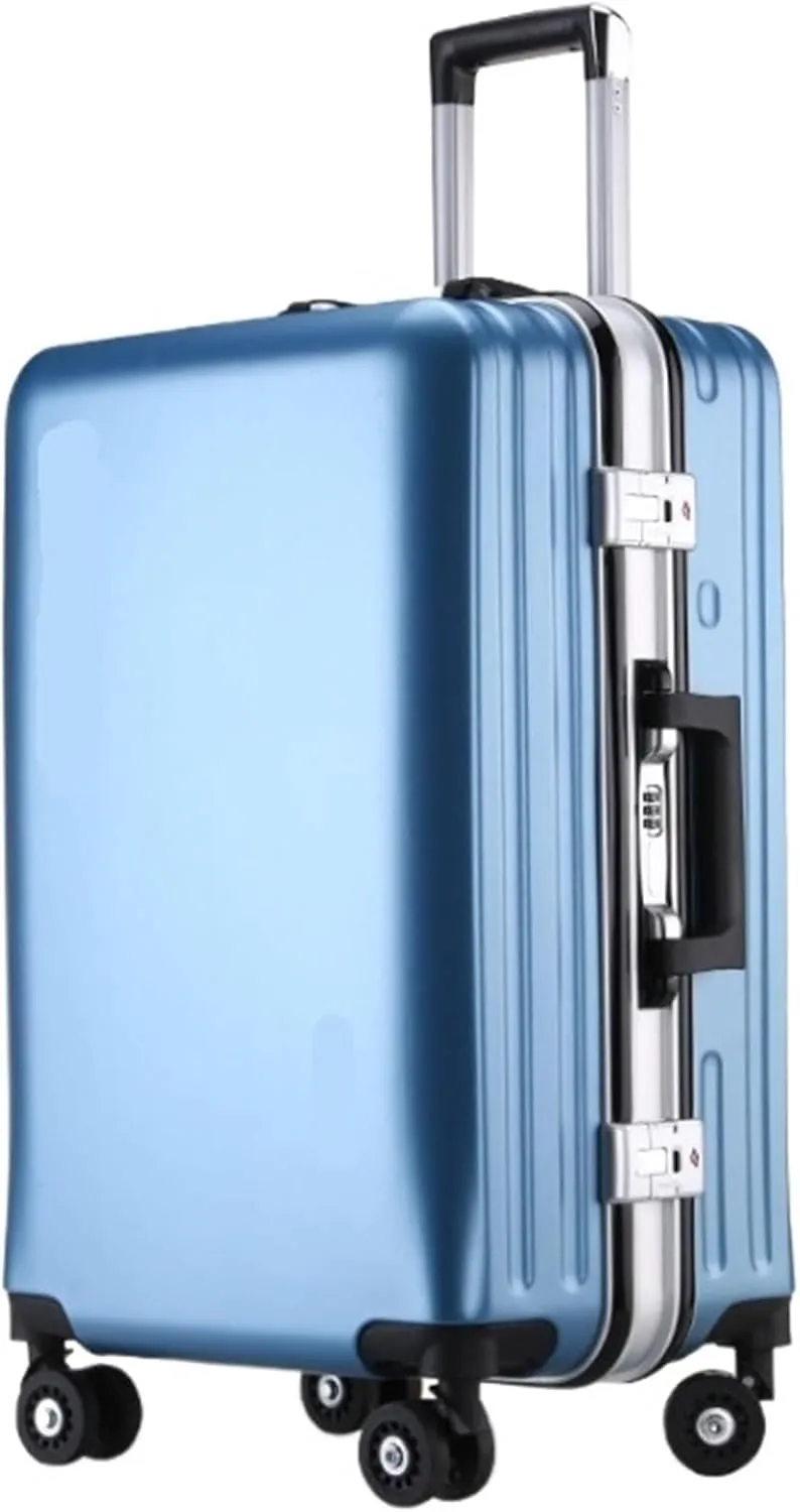Carry-on Suitcase Luggage Suitcases Aluminum Frame Usb Rechargeable Luggage Hard Shell Suitcases With Wheels Carry-on Suitcases Carry On Luggages (Color : Blue, Size : 20inch)