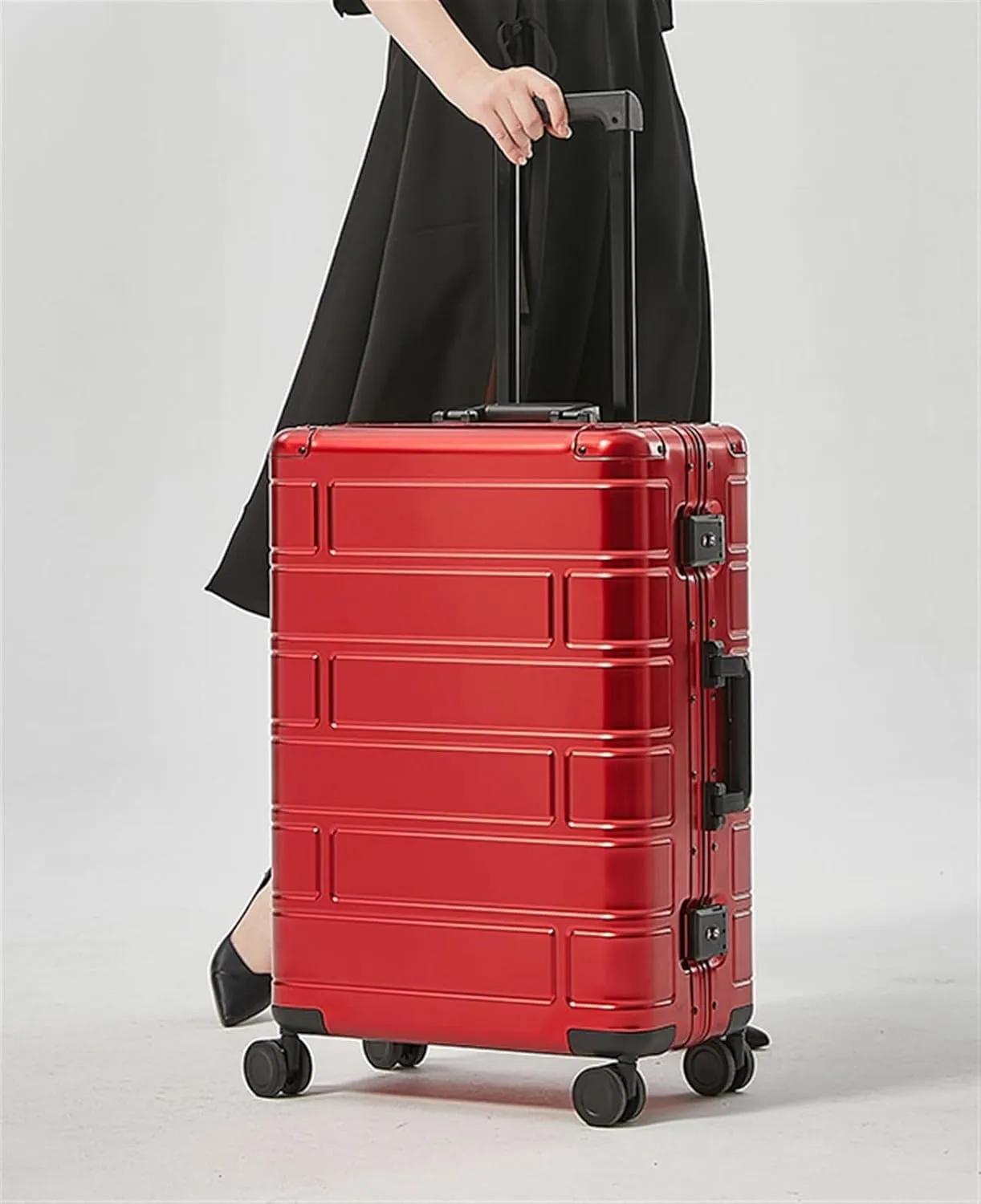 Carry-on Suitcase Luggage Travel Case Hardshell Carry-on Luggage With Silent Airplane Spinner Wheels Suitcase Carry-on Suitcases Carry On Luggages (Color : Red, Size : 20inch)