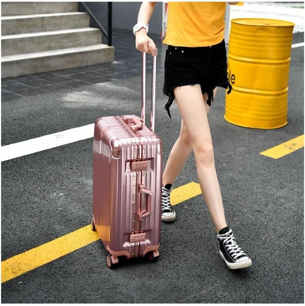 Carry-on Suitcase Luggage Travel Luggage Suitcase Spinner With Wheels,Hardside Carry On Suitcase For Travel Carry-on Suitcases Carry On Luggages (Color : Silver, Size : 24in)