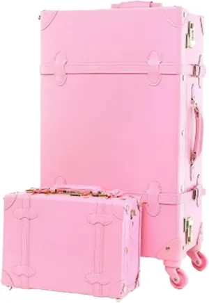 Carry-on Suitcase Luggage Vintage Luggage Sets,2 Piece Spinner Wheels Hard Shell Travel Carry On Suitcases Carry-on Suitcases Carry On Luggages (Color : Pink, Size : 12 24inch)