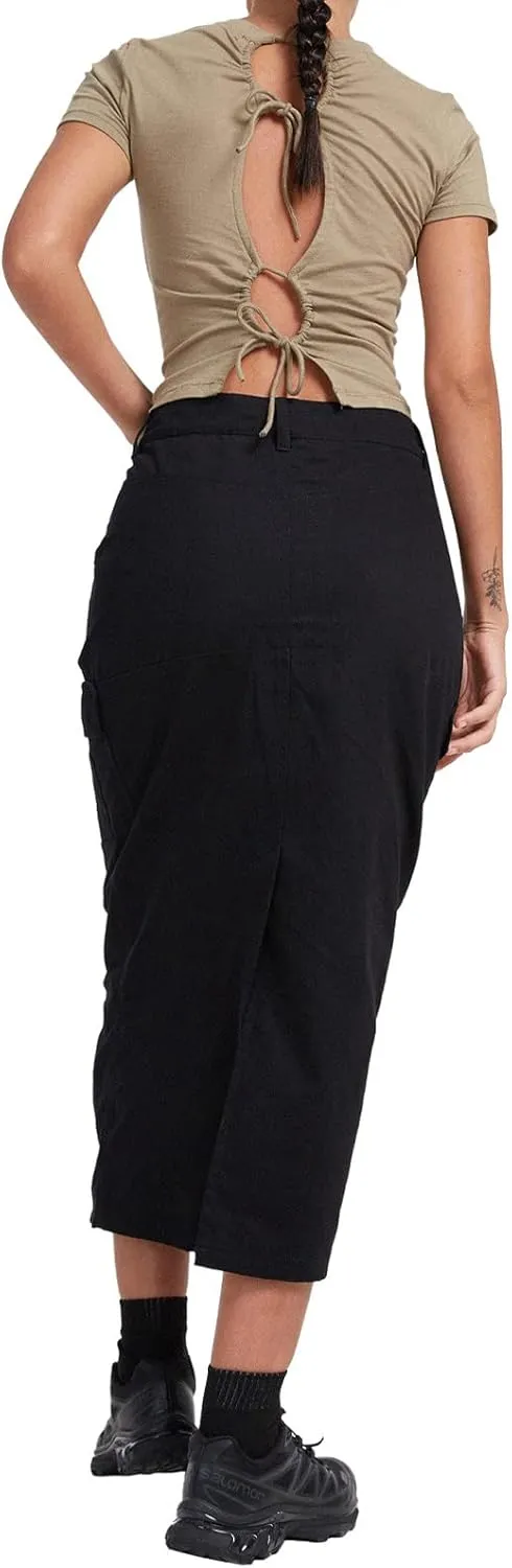 chouyatou Womens Summer Fashion Long Y2k Cargo Skirt A-Line Midi Skirt with Cargo Pockets