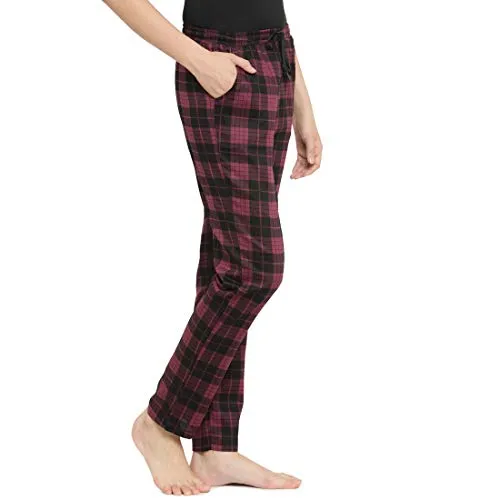 Claura Checked Design Printed Women Pyjama in Cotton (Large) Blue