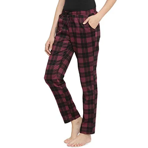 Claura Checked Design Printed Women Pyjama in Cotton (Large) Blue