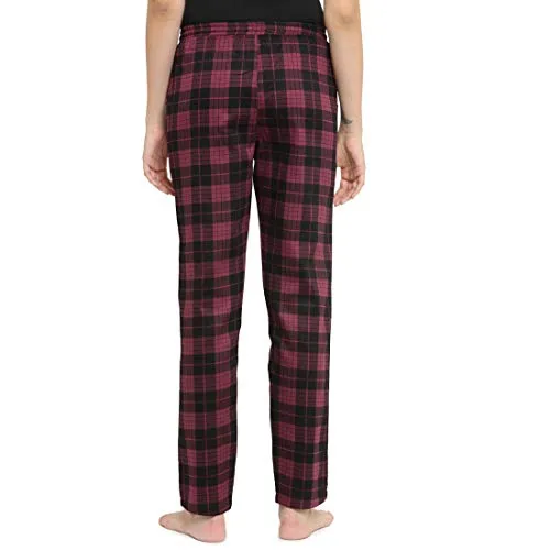 Claura Checked Design Printed Women Pyjama in Cotton (Large) Blue