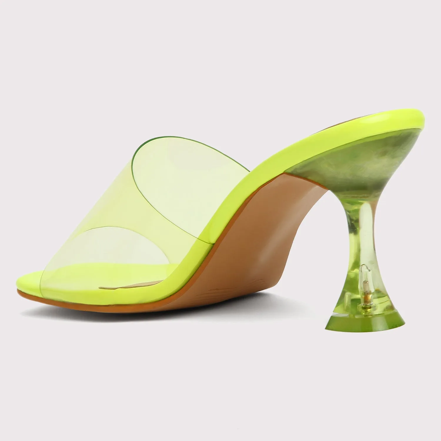 Clear Strap Stilettos - Neon Green