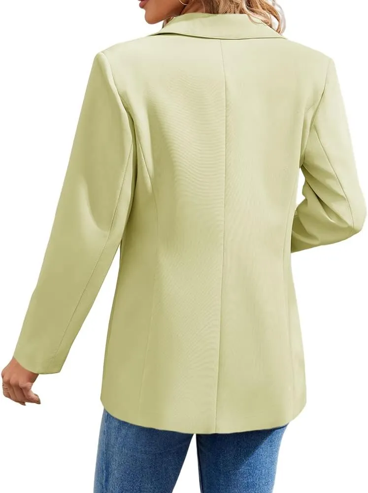 Cnkwei Womens Casual Blazers Open Front Long Sleeve Lapel Collar Work Office Jacket