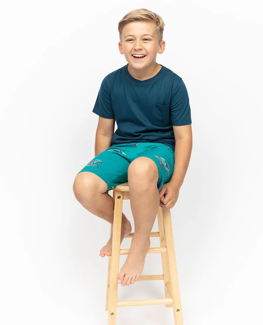 Cove Boys Jersey T-shirt and Turtle Print Shorty Set