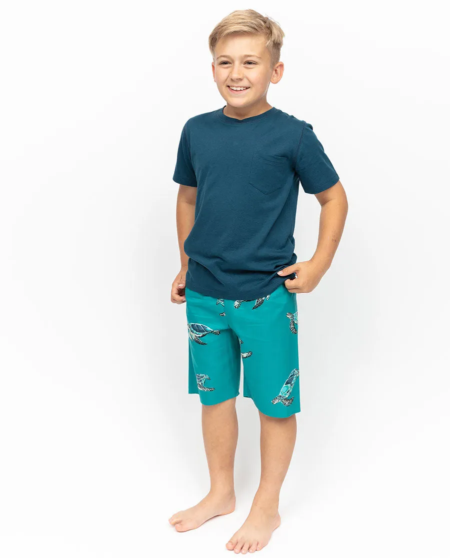 Cove Boys Jersey T-shirt and Turtle Print Shorty Set