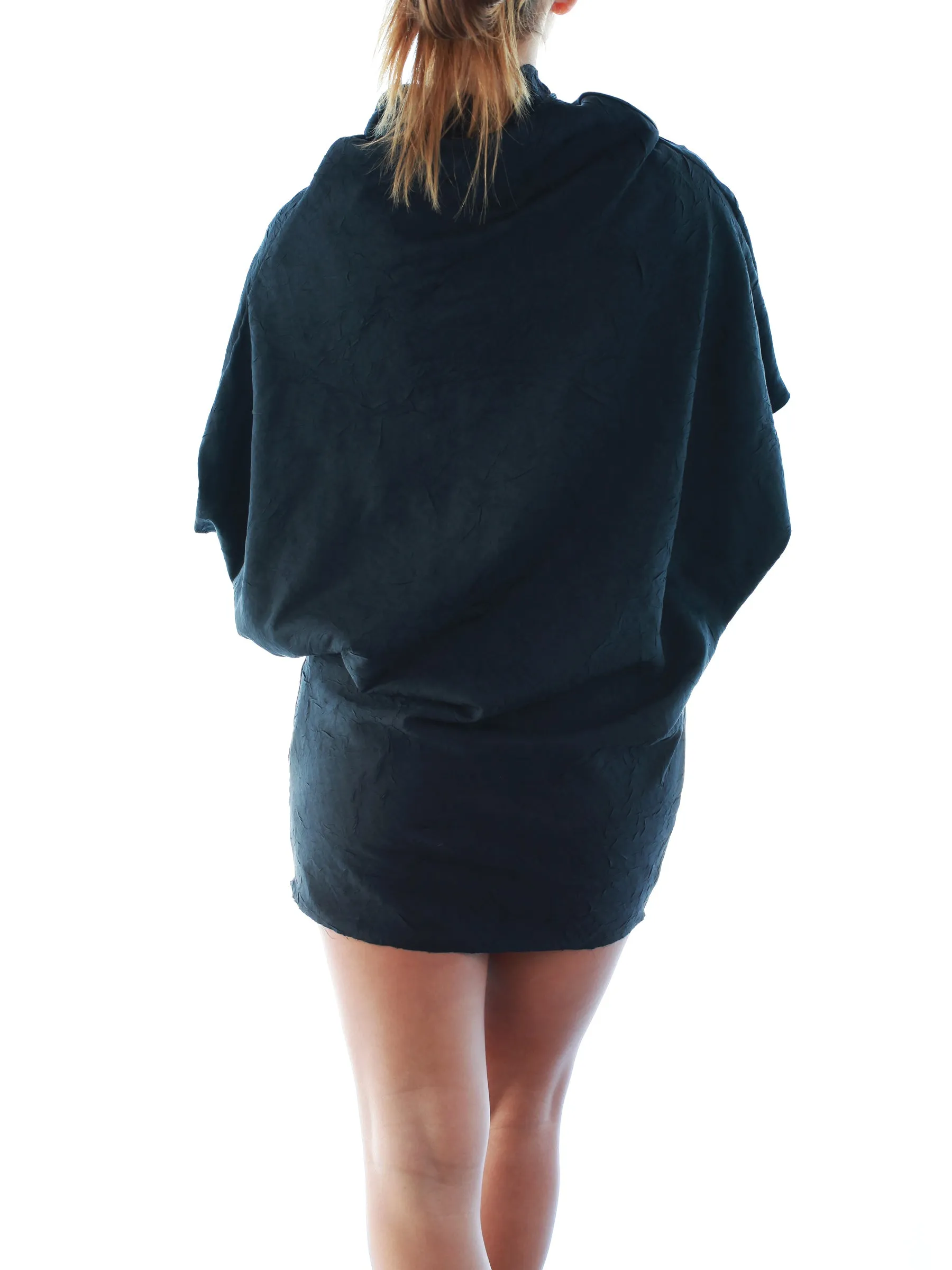 Crinkle Silk Dress in Black