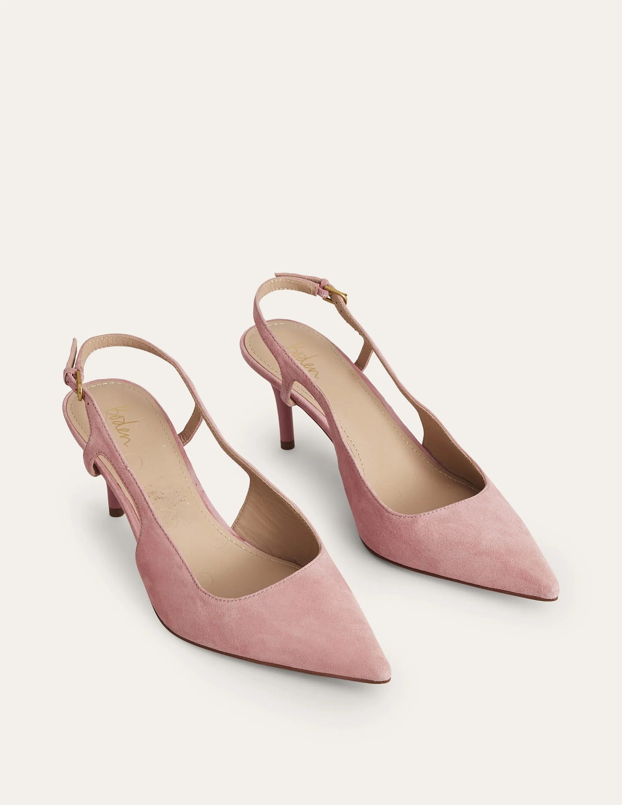 Cut Out Sling Back Heels-Blush Kid Suede