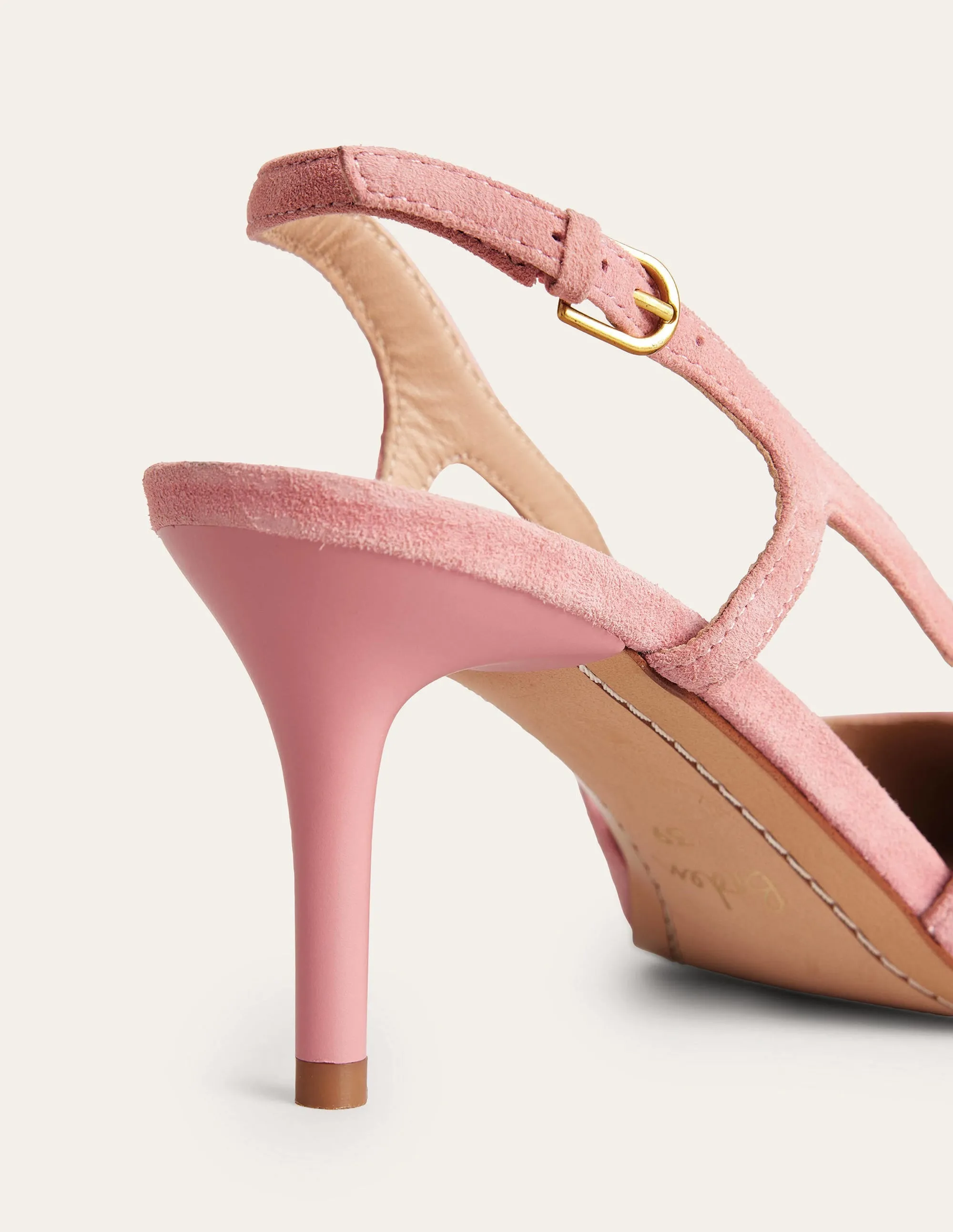 Cut Out Sling Back Heels-Blush Kid Suede