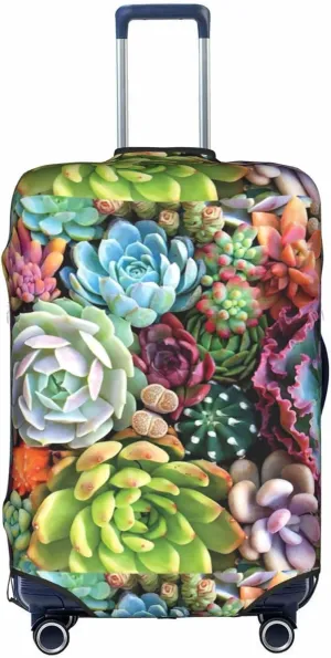 Cute Succulents print Washable Travel Luggage Cover Abstract Colorful Print Luggage Suitcase Protector