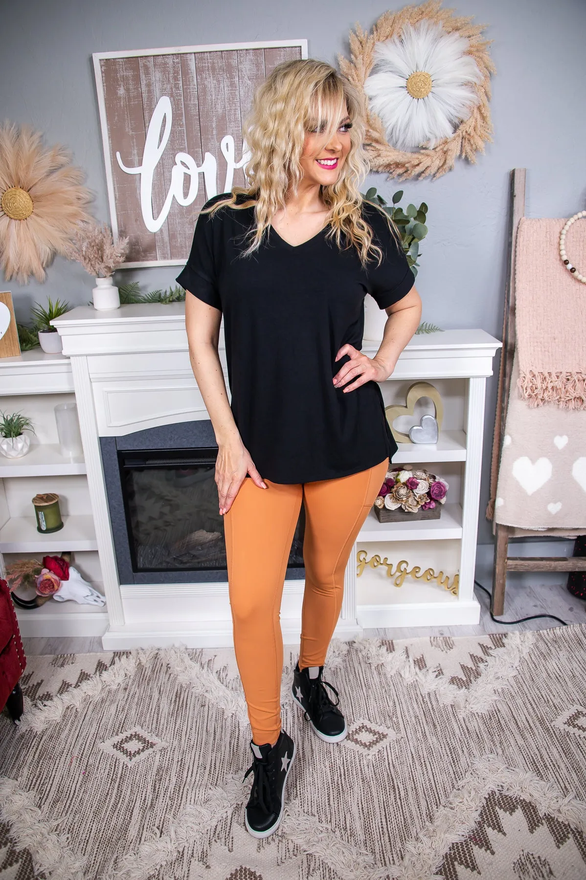 Dark Peach Solid Compression Leggings - LEG3063DPE