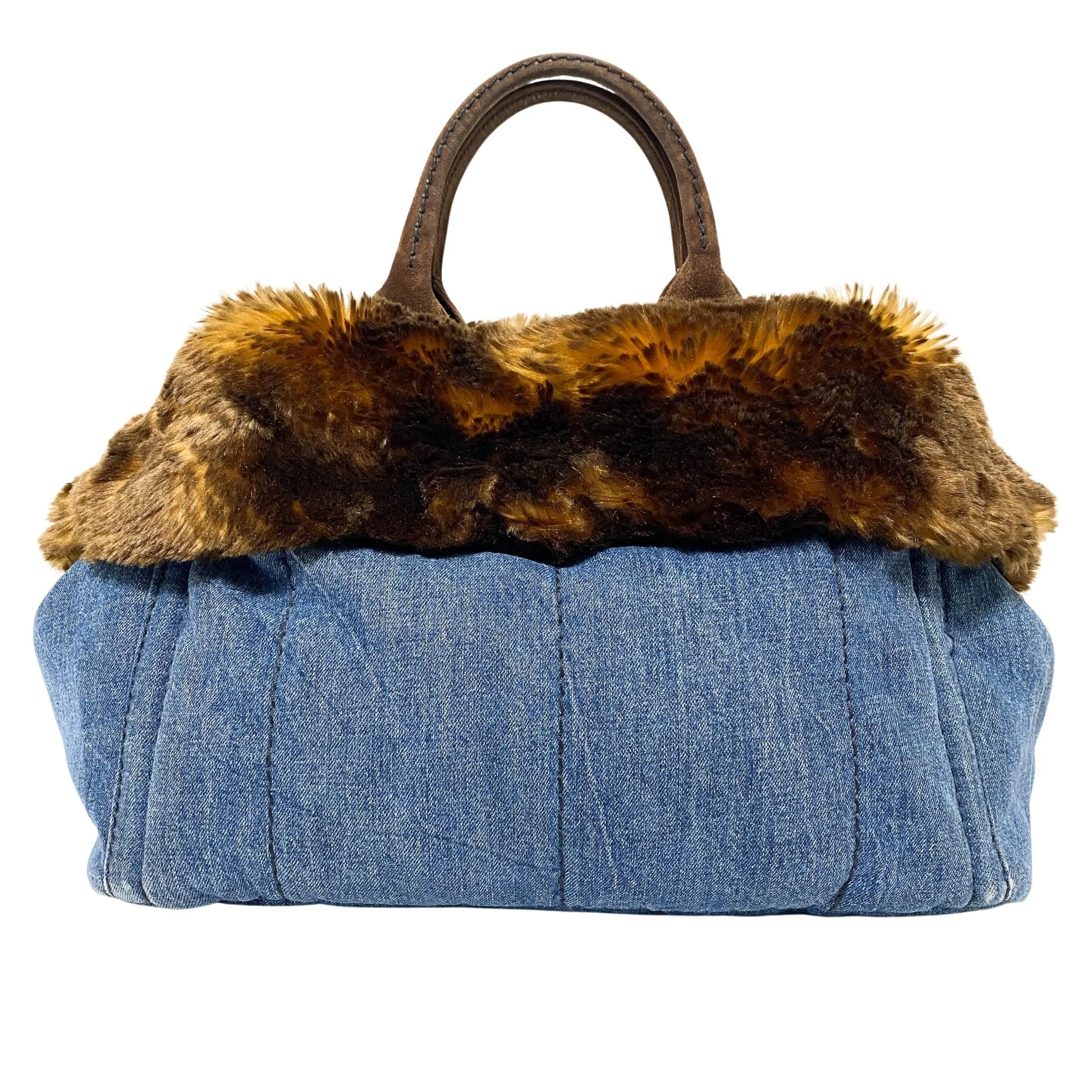 Denim Large Canapa Fur Tote Bag