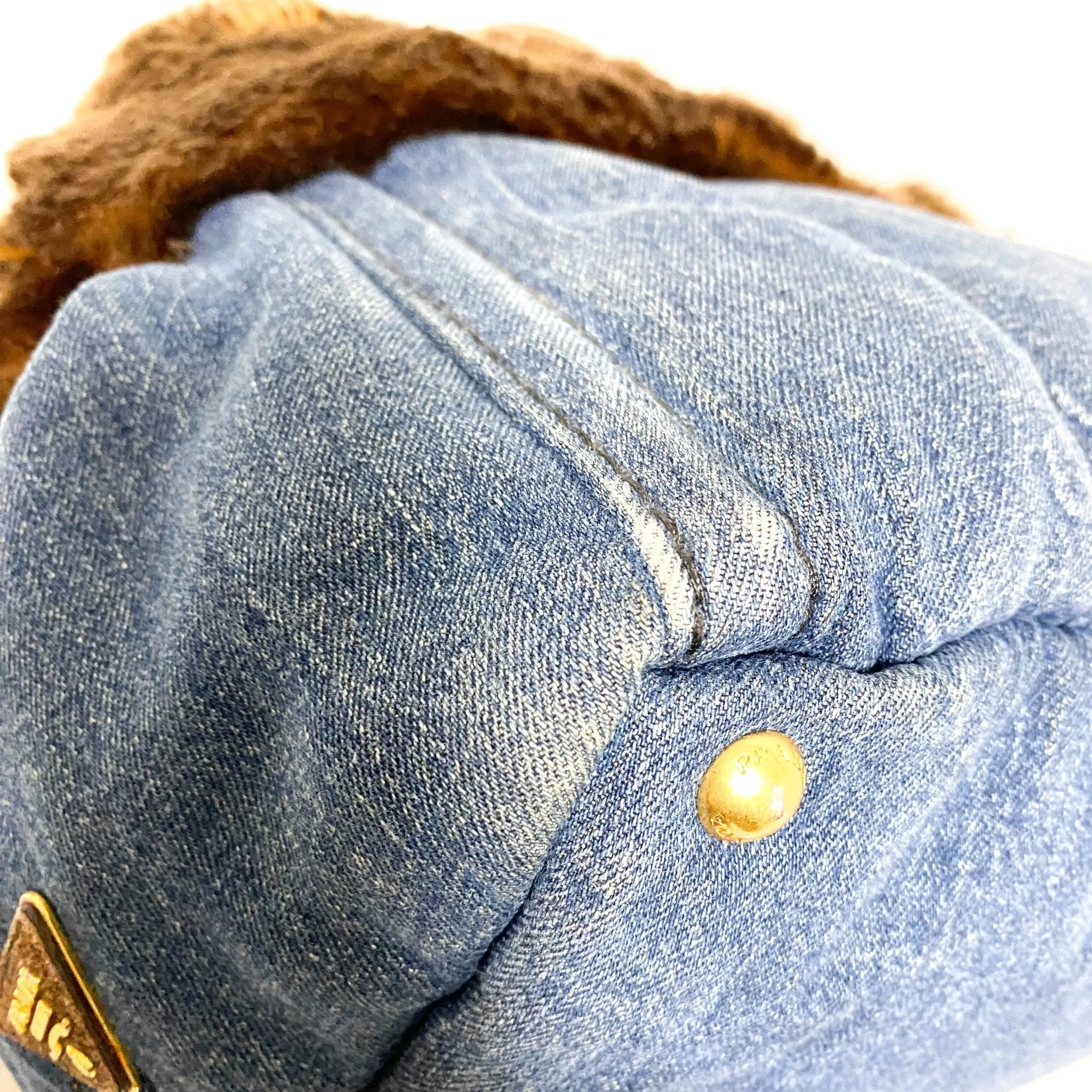 Denim Large Canapa Fur Tote Bag