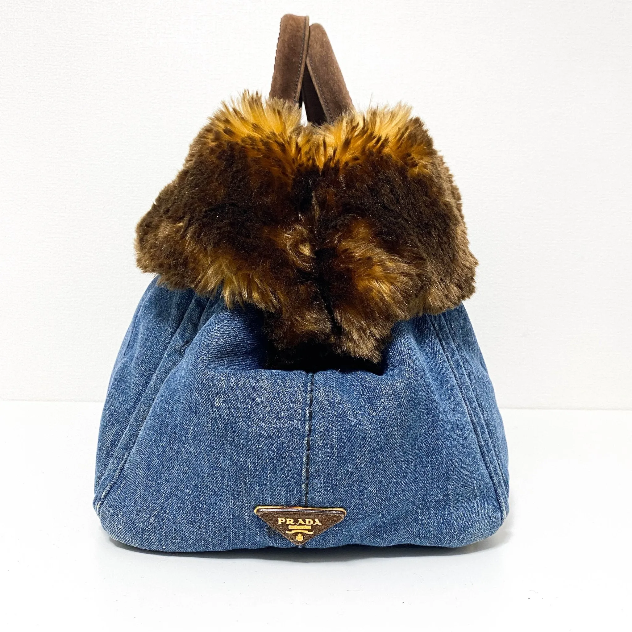 Denim Large Canapa Fur Tote Bag