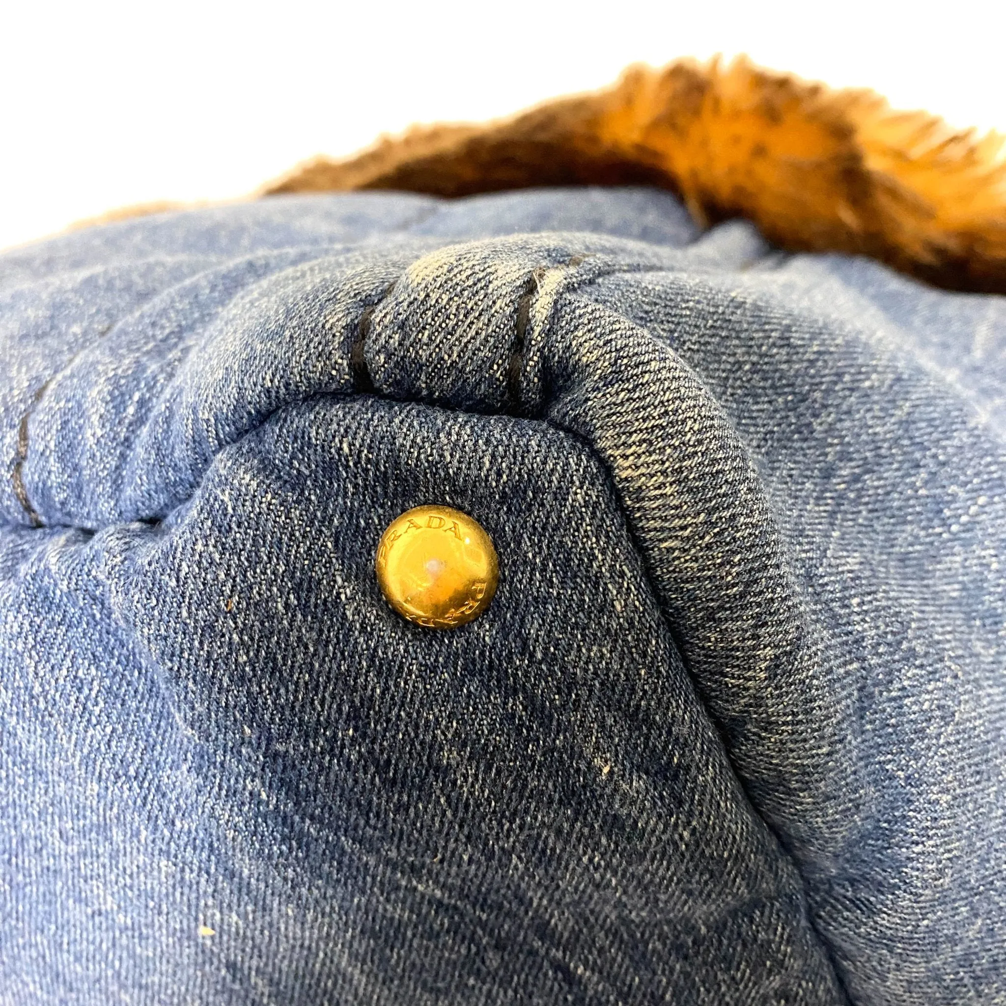 Denim Large Canapa Fur Tote Bag