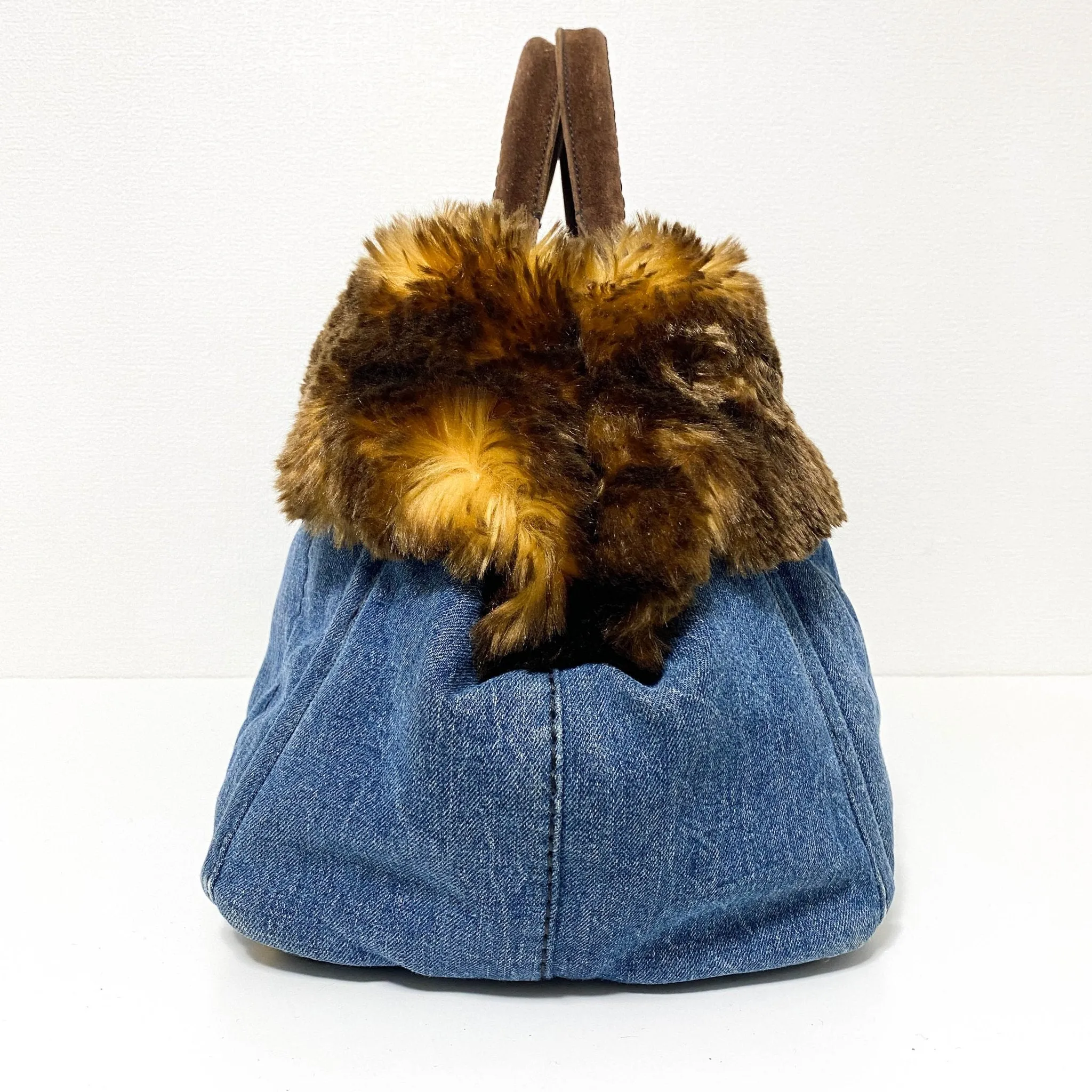 Denim Large Canapa Fur Tote Bag