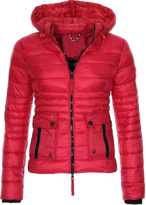 DGHM-JLMY Women Slim Cotton Padded Jacket Winter Hood Coat Quilted Thicken Puffer with Removable Hood Warm Down Puffer Jacket