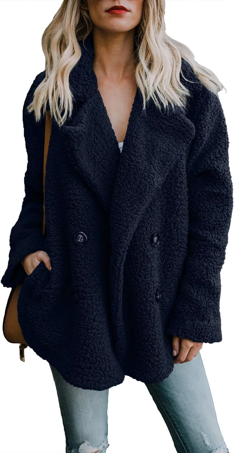 Dokotoo Womens 2024 Winter Fleece Teddy Bear Sherpa Jacket Coats with Pockets