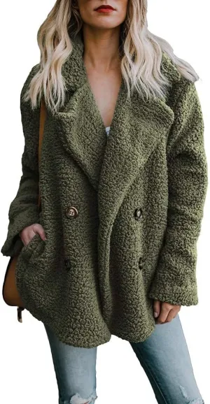 Dokotoo Womens 2024 Winter Fleece Teddy Bear Sherpa Jacket Coats with Pockets