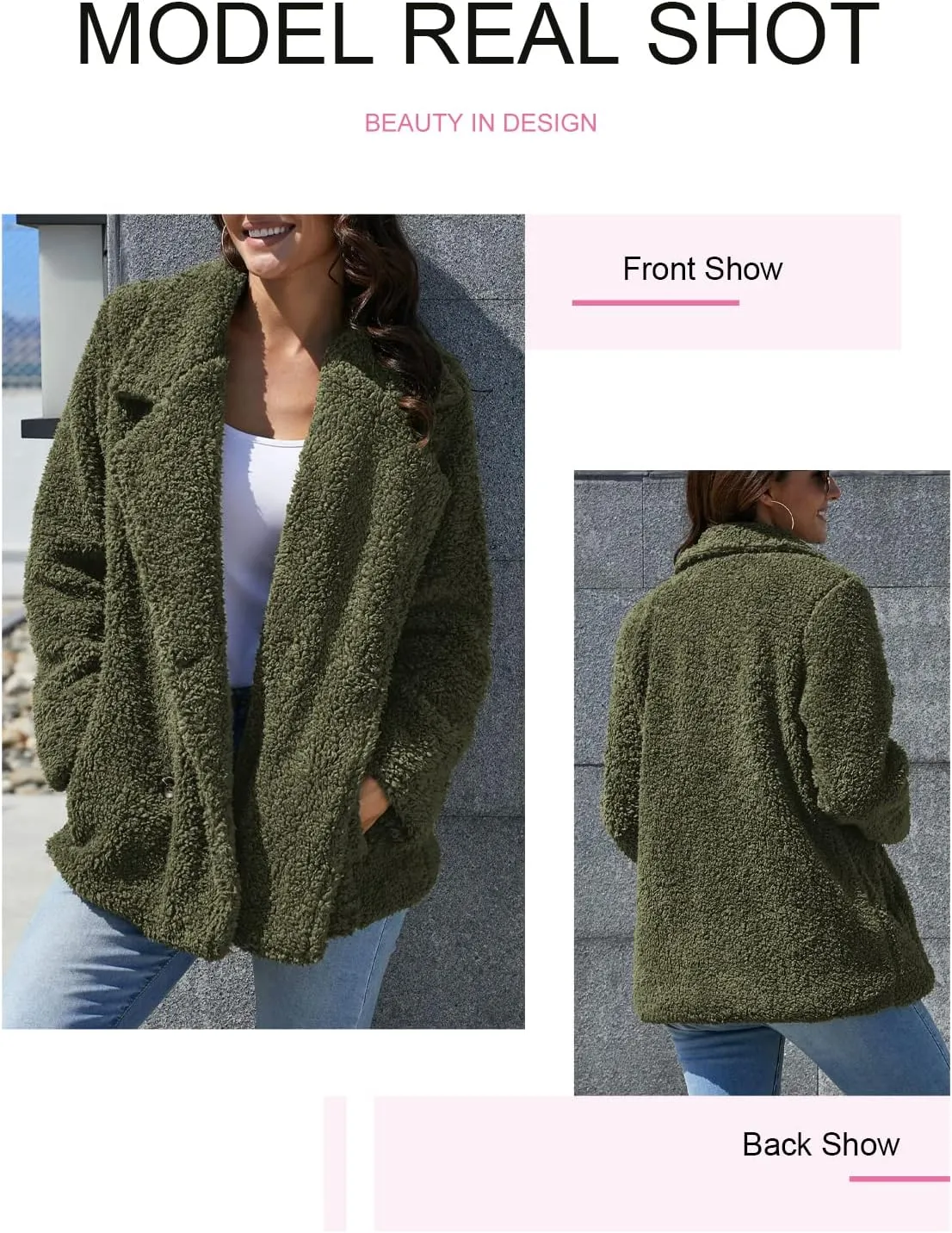 Dokotoo Womens 2024 Winter Fleece Teddy Bear Sherpa Jacket Coats with Pockets