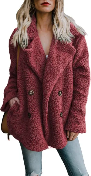 Dokotoo Womens 2024 Winter Fleece Teddy Bear Sherpa Jacket Coats with Pockets