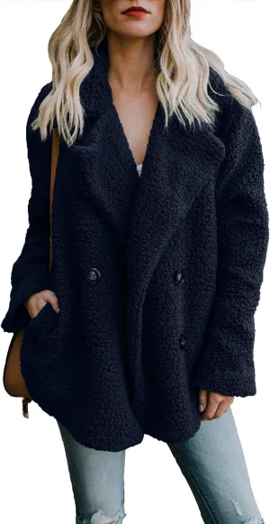 Dokotoo Womens 2024 Winter Fleece Teddy Bear Sherpa Jacket Coats with Pockets