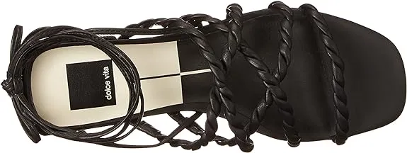 Dolce Vita Hayley Black Stella Tie Up Squared Open Toe Strappy Heeled Sandals