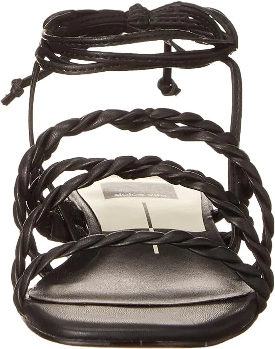 Dolce Vita Hayley Black Stella Tie Up Squared Open Toe Strappy Heeled Sandals
