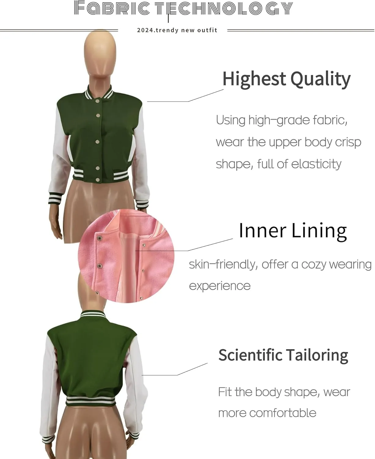 Doweha Women Faux Leather Jacket Light Moto Bomber Jackets Cropped Letterman Baseball Jacket Fall Coat with Pockets