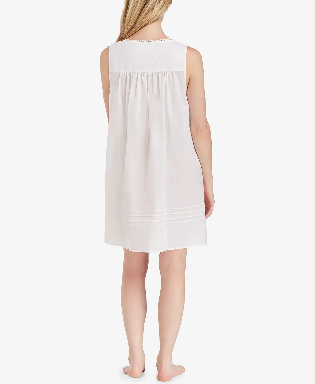 Eileen West Cotton Short Nightgown with Lace Trim, White