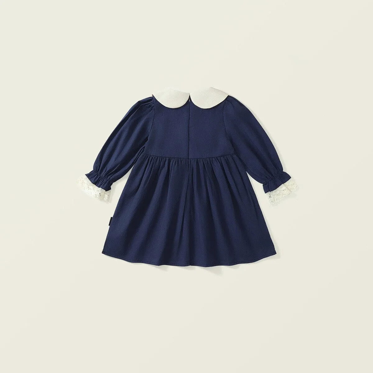 Embroidered Bunny Doll Collar Long Sleeve Dress