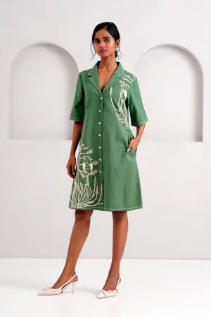 Embroidered Shirt Dress