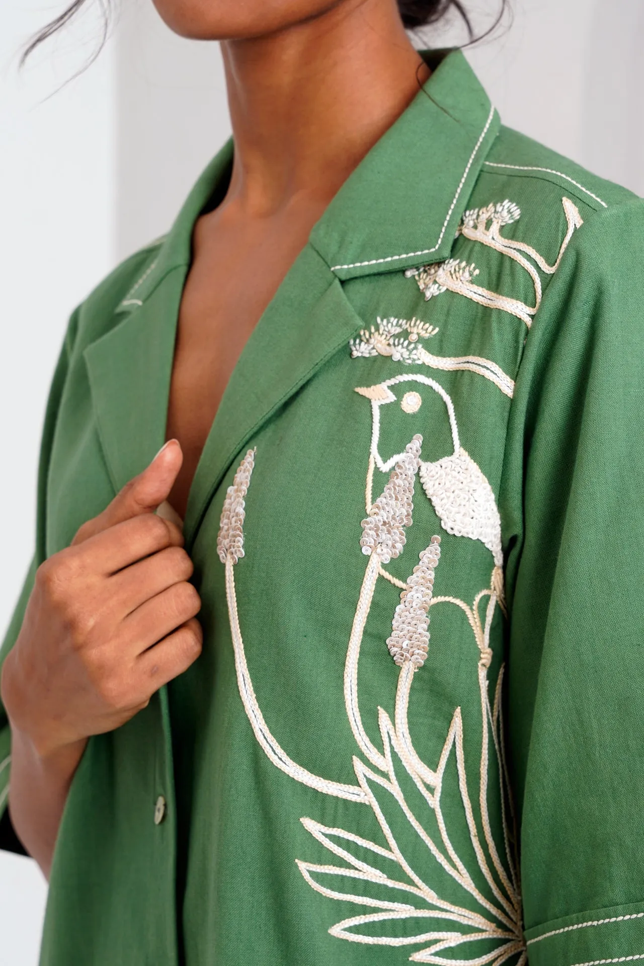 Embroidered Shirt Dress