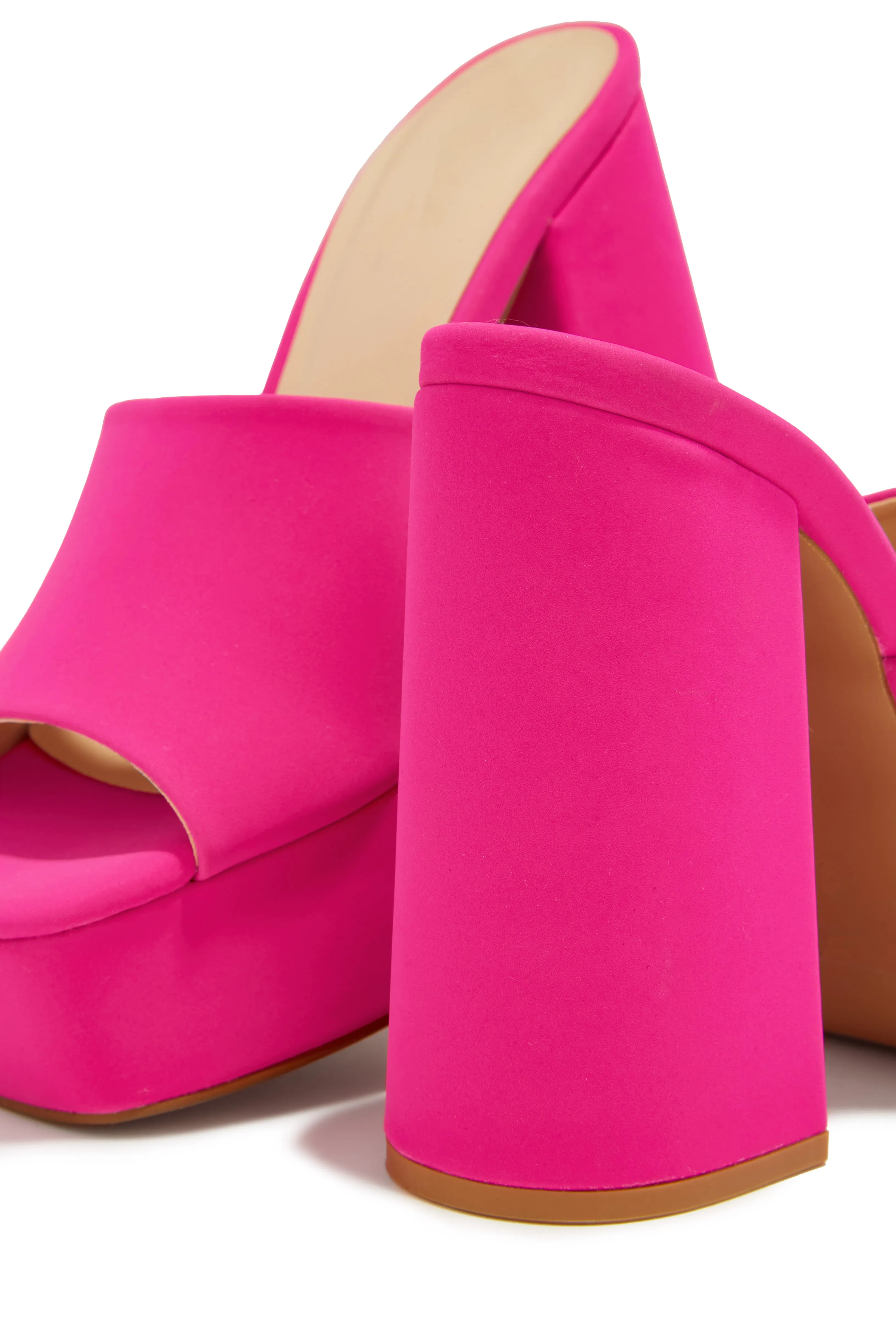 Emily Platform Block Heel Mules - Pink