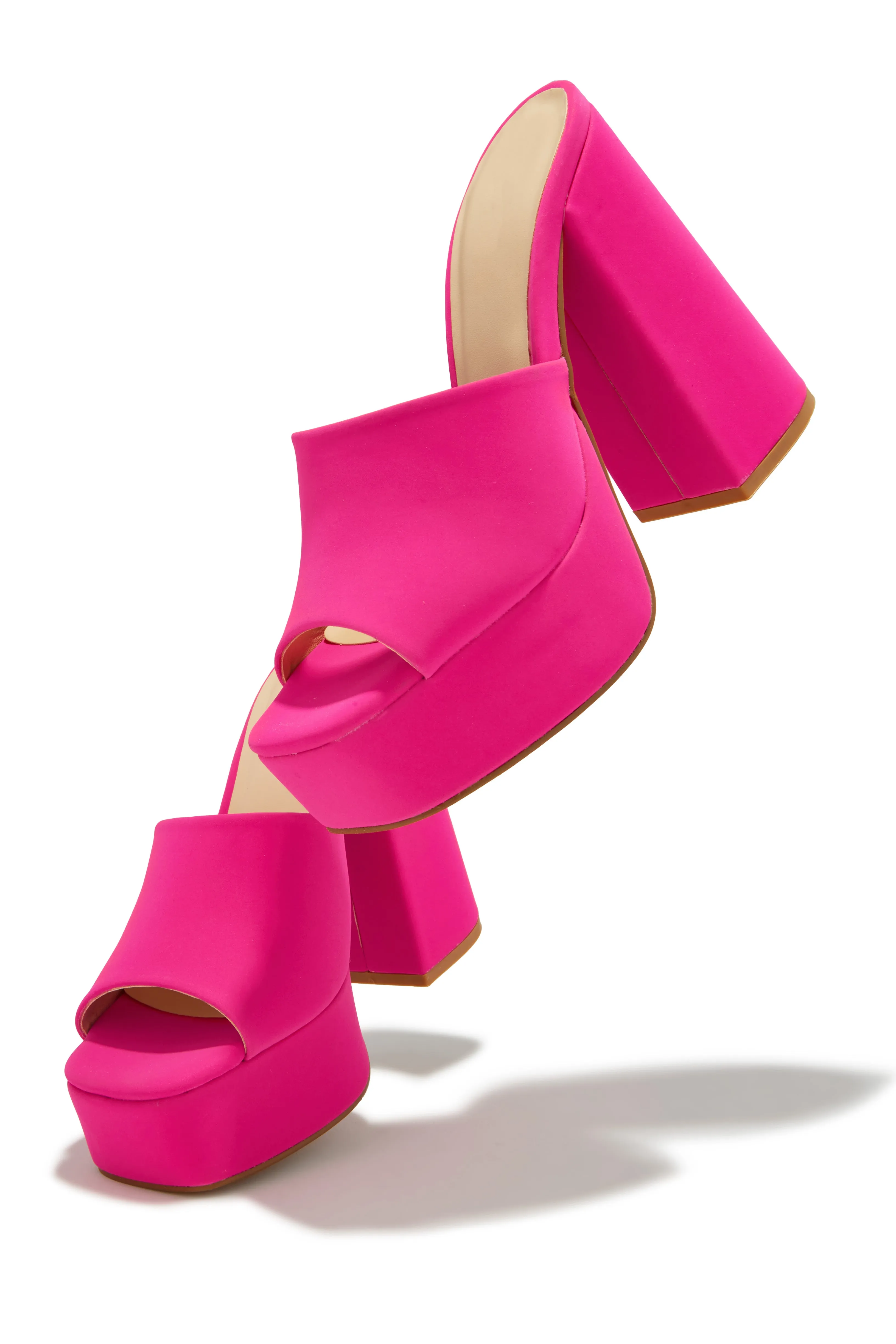 Emily Platform Block Heel Mules - Pink