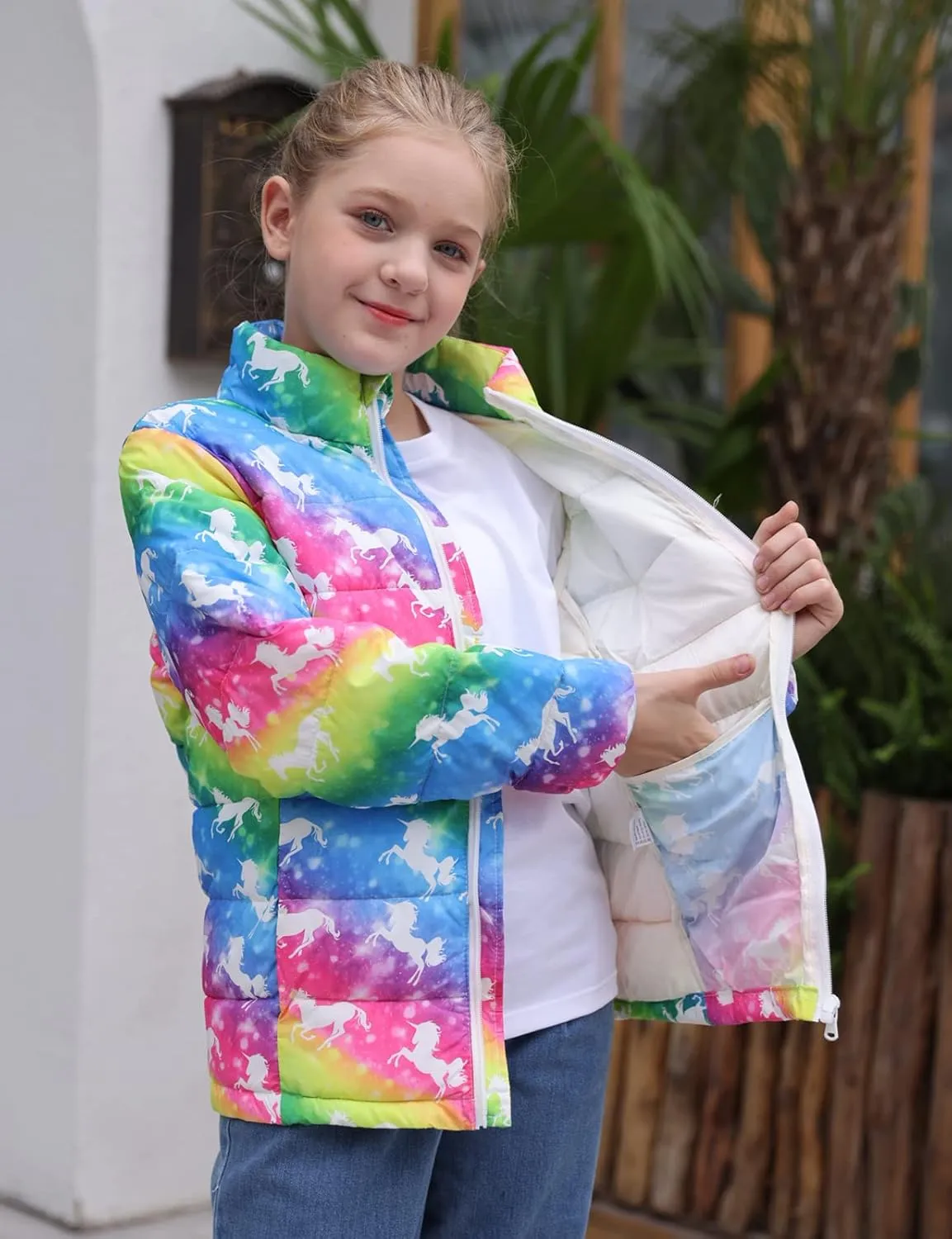 Enlifety 4-12T Girls Coat Long Sleeve Winter Jacket Lightweight Warm Puffer Outwear with Pocket