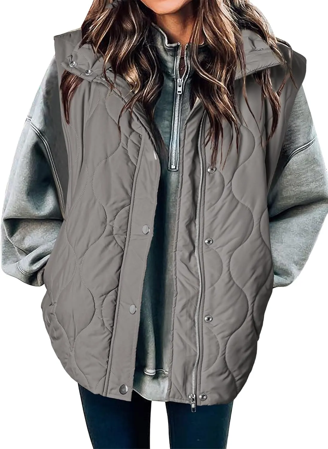 EVALESS Cropped Puffer Vest Women Lightweight Quilted Stand Collar Sleeveless Jackets Fall Spring 2025 Button Zip Up Coat