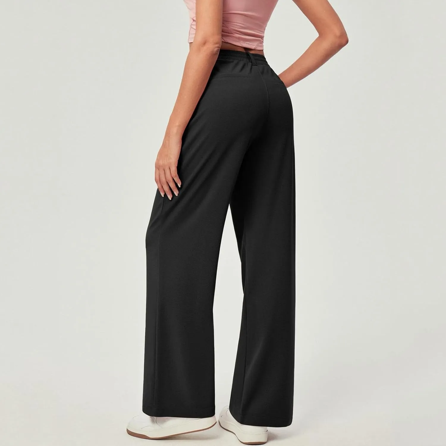 fanmpghleoo Dress Pants Women High Waisted Wide Leg Palazzo Pants for Women Dressy Casual Loose Fit Trousers with Pockets
