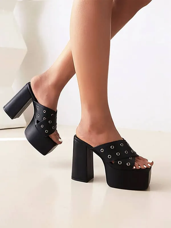 Fashion Platform Block Heel&Mules