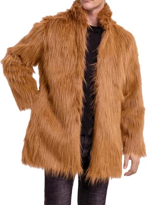 FOMOYUU Men's Fashion Warm Thick Coat Jacket Faux Fur Outwear Cardigan Overcoat Winter Coat Lightweight Jacket Long Trench