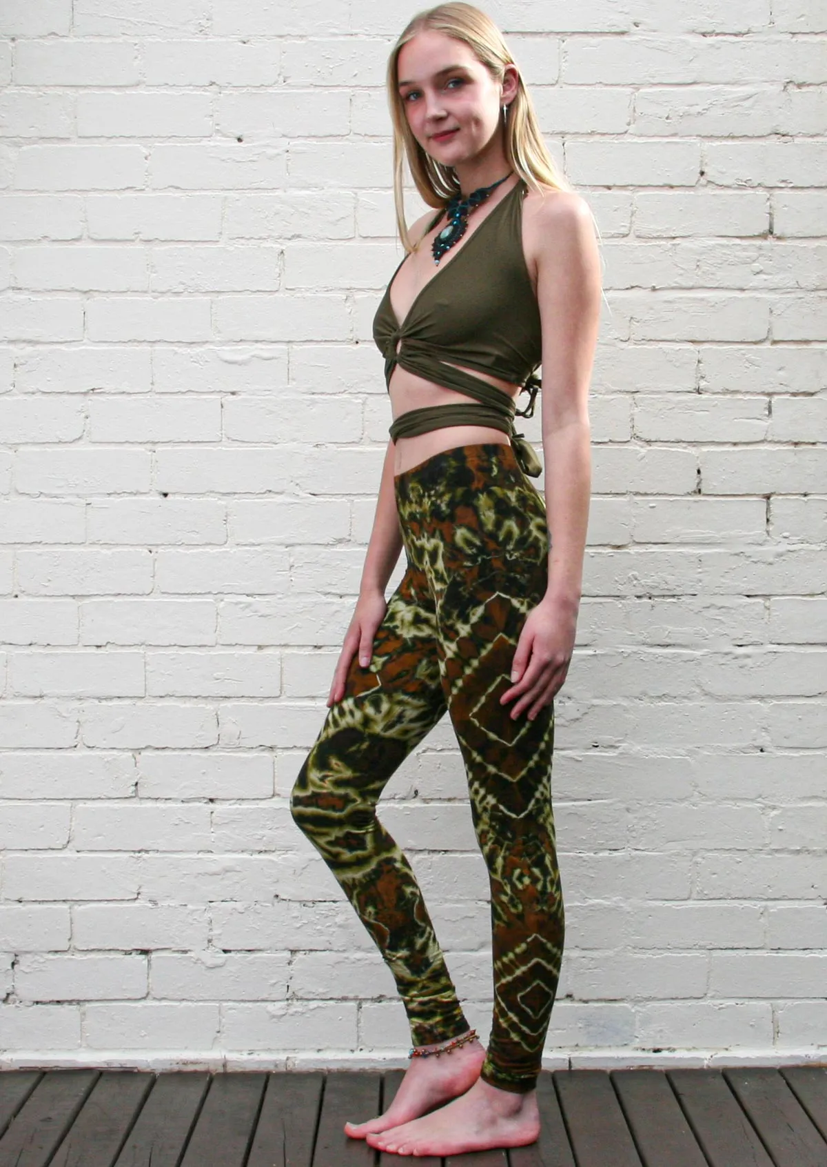 Forest Green Mandala Tie Dye Leggings