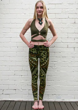 Forest Green Mandala Tie Dye Leggings